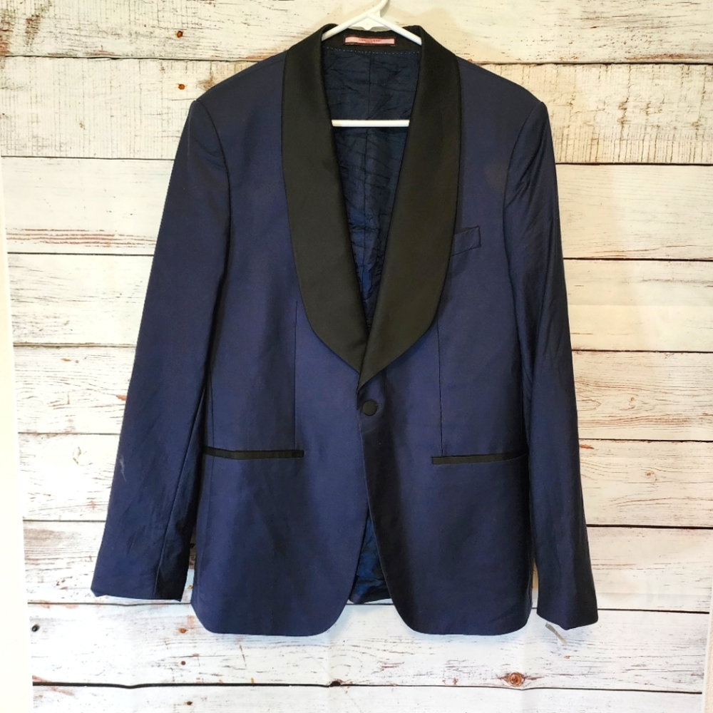 Connaisseur Paris Jacquard Tuxedo Navy Blue & Black Jacket....Size 50EU